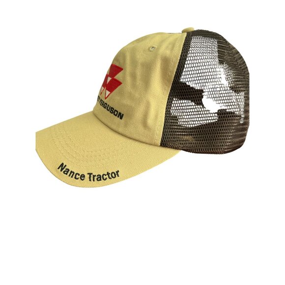 Massey Ferguson Nance Tractor Beige Brown Mesh Trucker Hat Adjustable Strap New - Picture 2 of 5